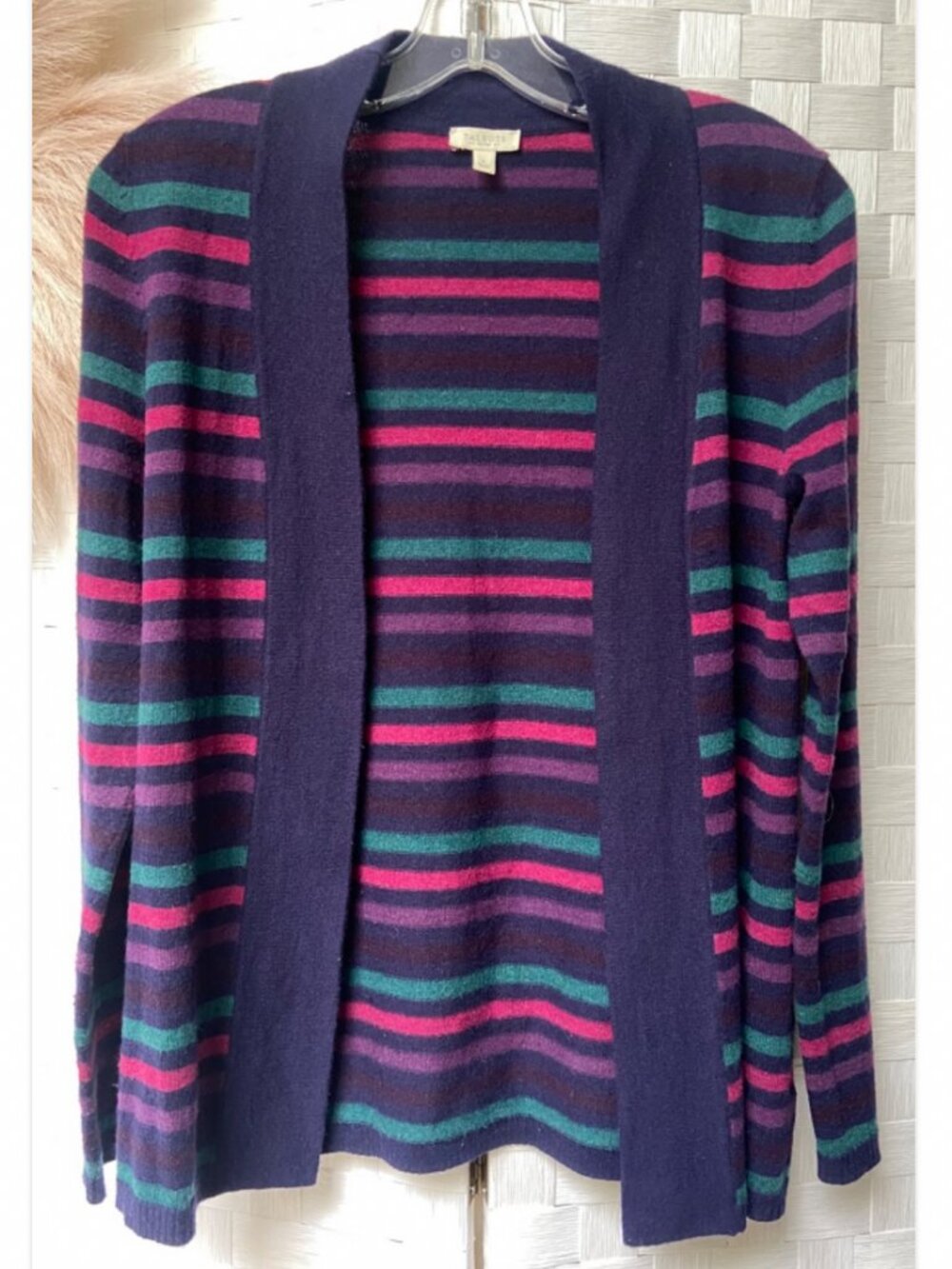 Talbots Striped Lambswool Blend Cardigan Sweater Size P